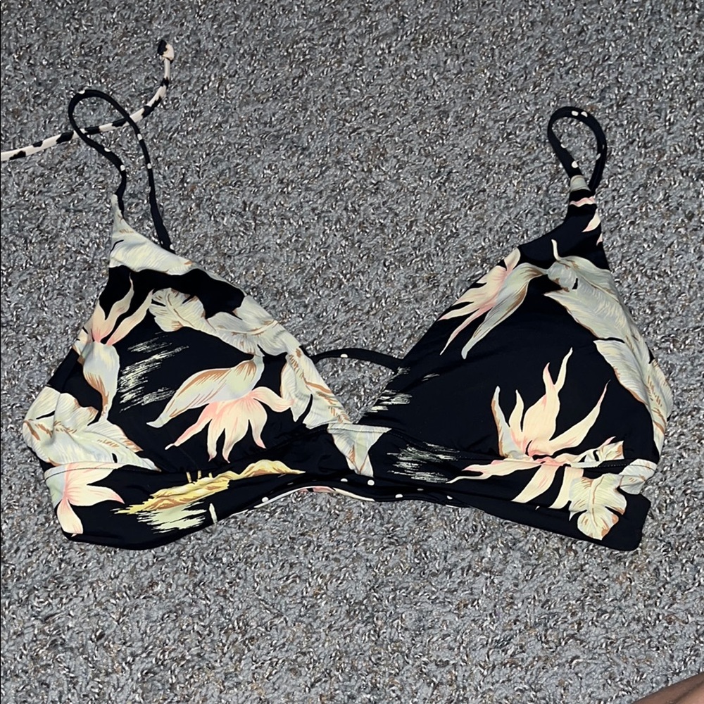 Floral Black Bikini Top